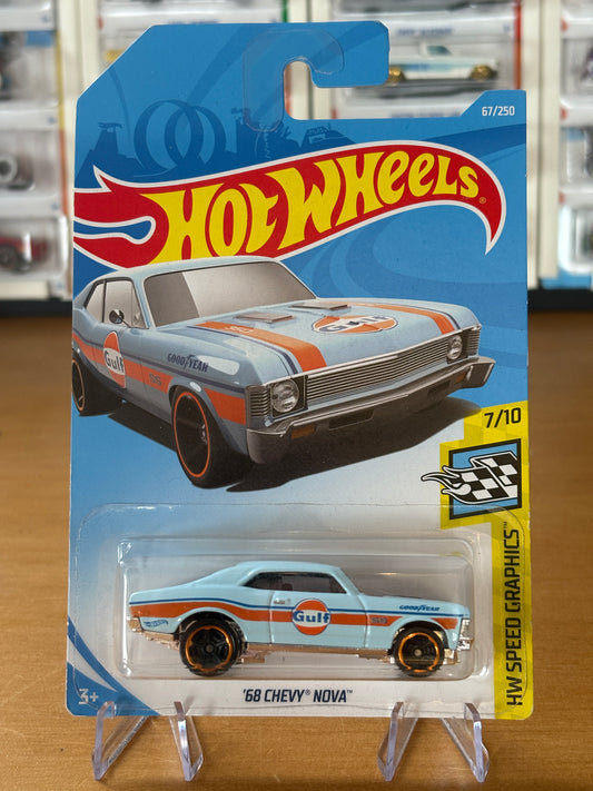 Hot Wheels Mainline / '68 Chevy Nova - Gulf / 2017 HW Speed Graphics 7/10