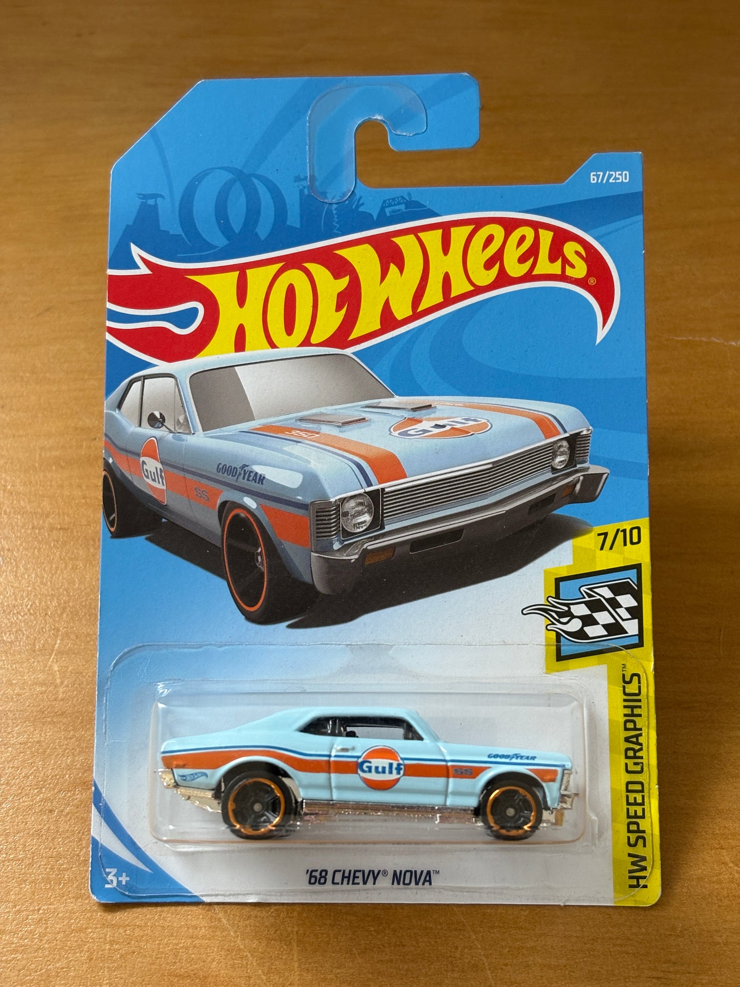 Hot Wheels Mainline / '68 Chevy Nova - Gulf / 2017 HW Speed Graphics 7/10