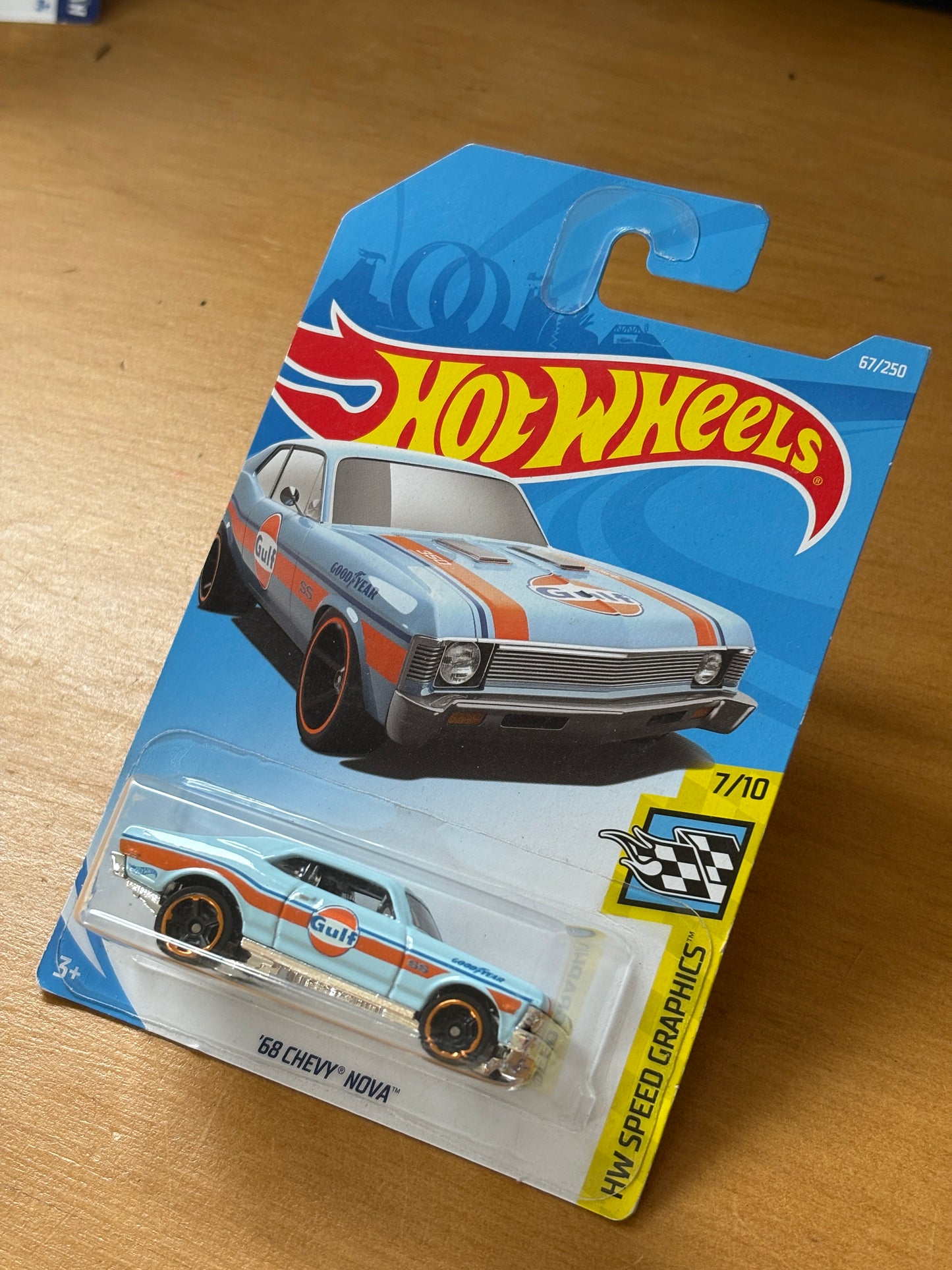 Hot Wheels Mainline / '68 Chevy Nova - Gulf / 2017 HW Speed Graphics 7/10