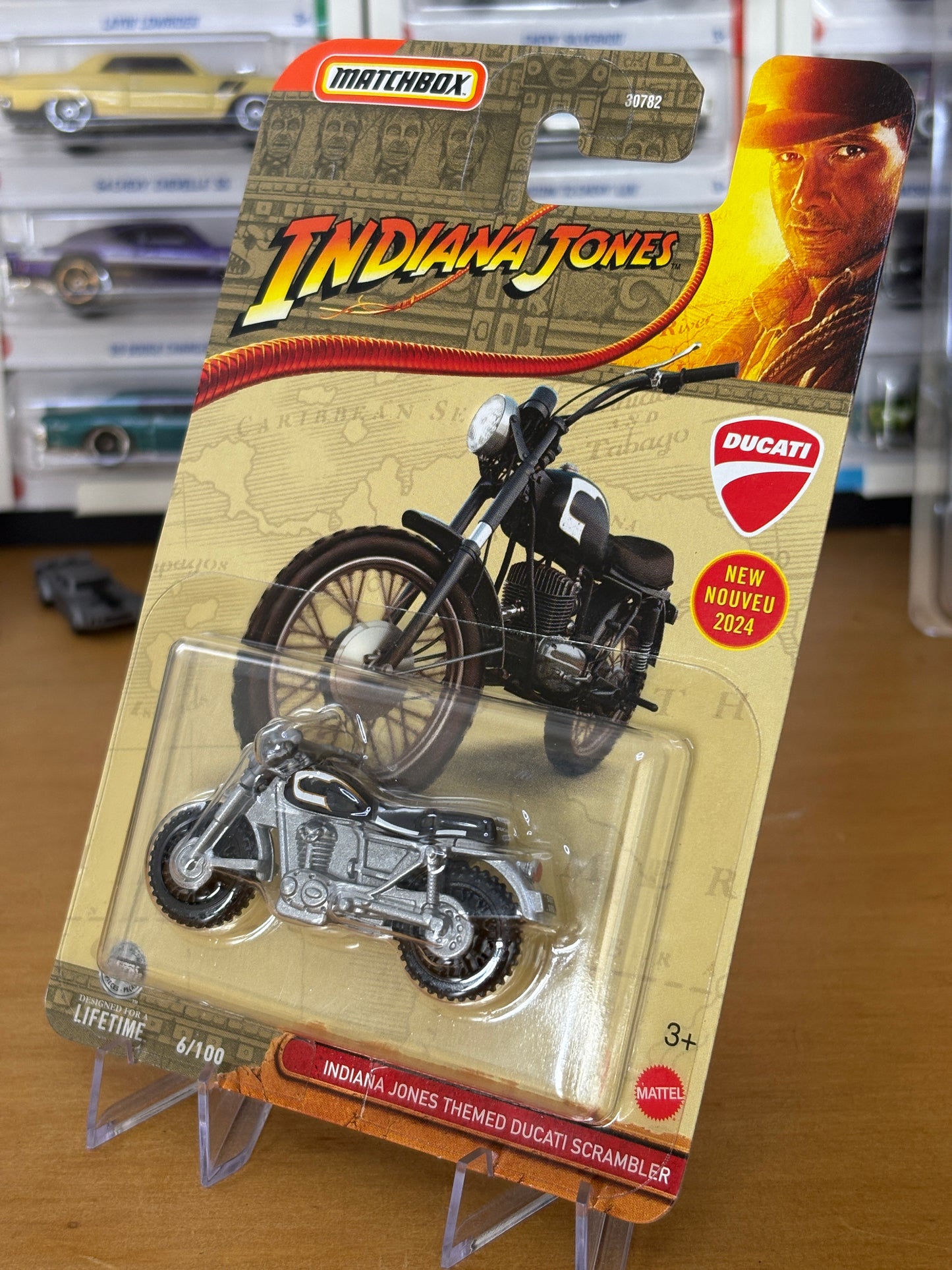 Matchbox Mainline / Ducati Scrambler Indiana Jones Themed / New for 2024 6/100