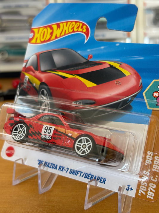 Hot Wheels Mainline / '95 Mazda RX-7 Drift / 2025 HW: 70's vs. 90's 9/10 RED Short Card