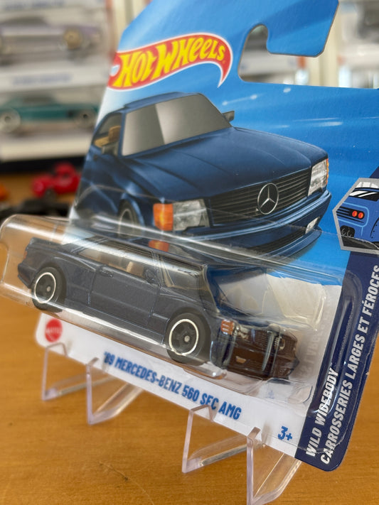 Hot Wheels Mainline / '89 Mercedes-Benz 560 SEC AMG / 2025 Wild Widebody 2/5 Short Card BLUE