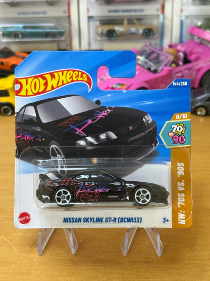 Hotwheels Mainline / Nissan Skyline GT-R (BCNR33) / 2025 HW '70s vs.'90s 8/10 BLACK Short Card