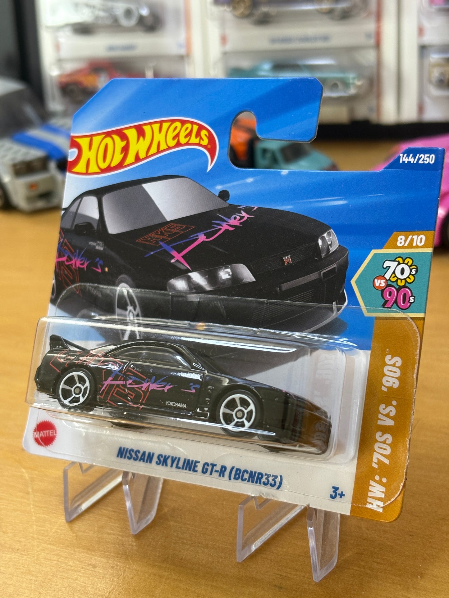 Hotwheels Mainline / Nissan Skyline GT-R (BCNR33) / 2025 HW '70s vs.'90s 8/10 BLACK Short Card