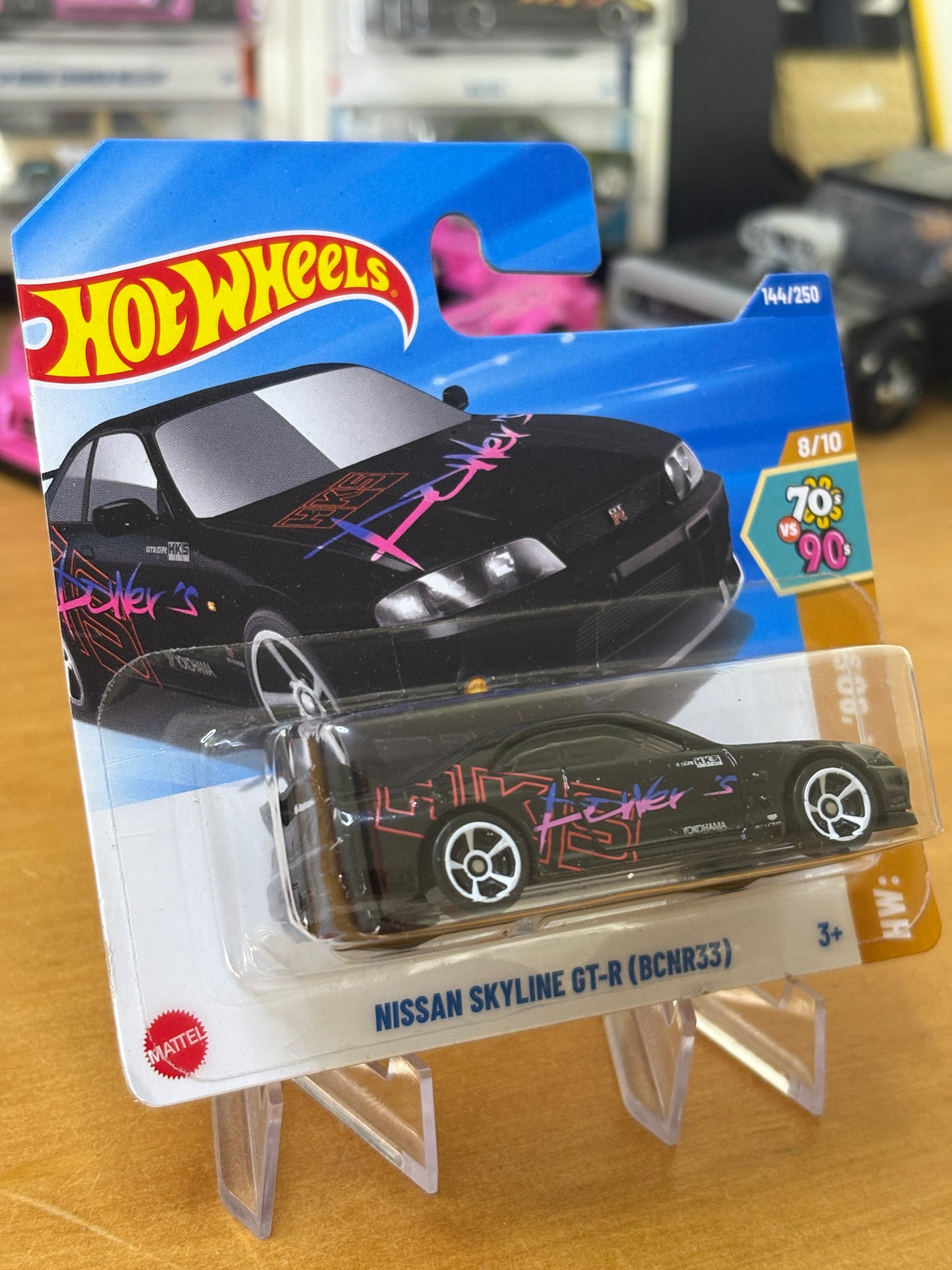 Hotwheels Mainline / Nissan Skyline GT-R (BCNR33) / 2025 HW '70s vs.'90s 8/10 BLACK Short Card