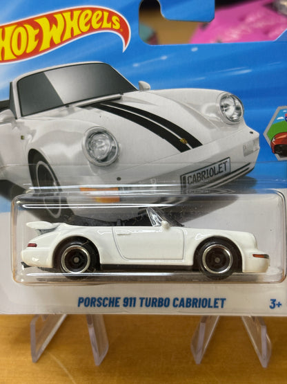 Hot Wheels Mainline / Porsche 911 Turbo Cabriolet / 2026 Drop Top 3/5 Short Card WHITE