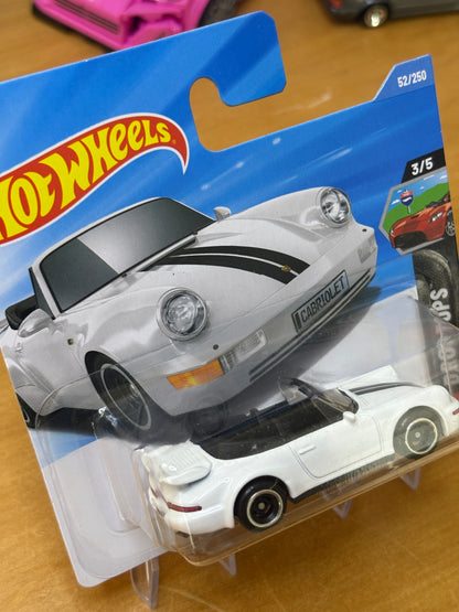 Hot Wheels Mainline / Porsche 911 Turbo Cabriolet / 2026 Drop Top 3/5 Short Card WHITE