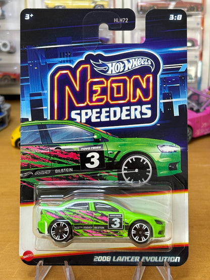 Hot Wheels Neon Speeders / 2008 Lancer Evolution / 2025 Mix 2 3/8