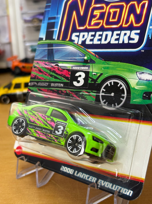 Hot Wheels Neon Speeders / 2008 Lancer Evolution / 2025 Mix 2 3/8
