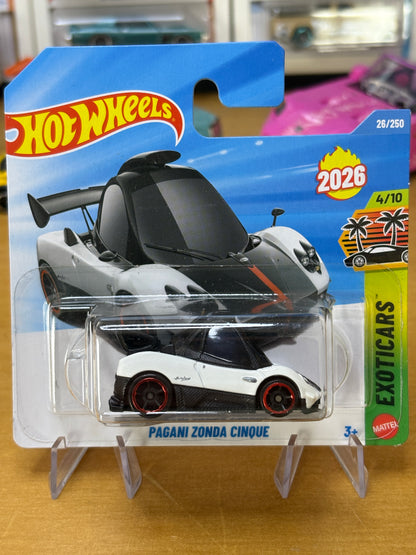 Hot Wheels Mainline / Pagani Zonda Cinque / 2026 Exoticars 4/10 Short Card