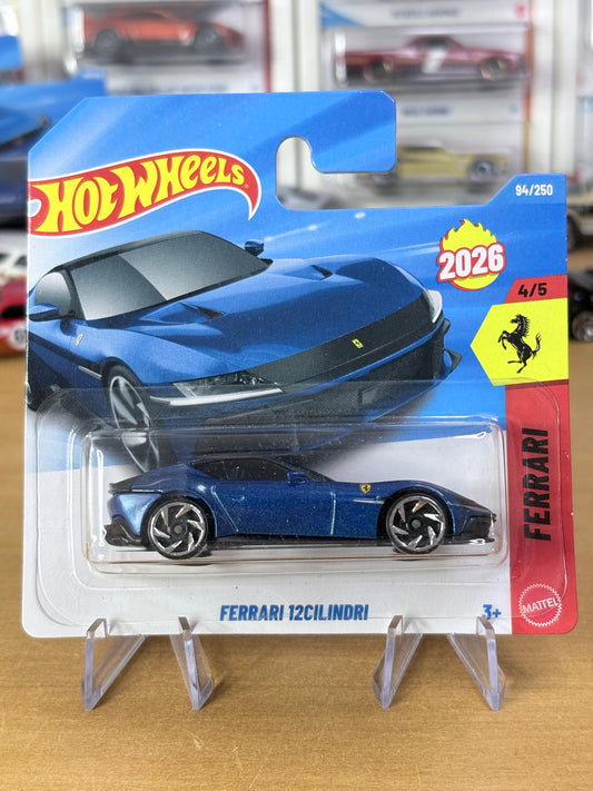 Hot Wheels Ferrari 12Cilindri | 2026 Ferrari 4/5 Mainline Short Card (Blue)
