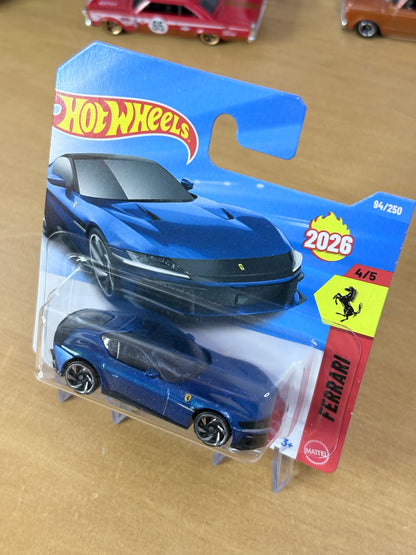 Hot Wheels Ferrari 12Cilindri | 2026 Ferrari 4/5 Mainline Short Card (Blue)