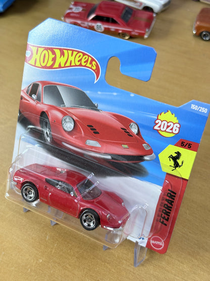 Hot Wheels Ferrari Dino 206 GT | 2026 Ferrari 5/5 Mainline (Red)