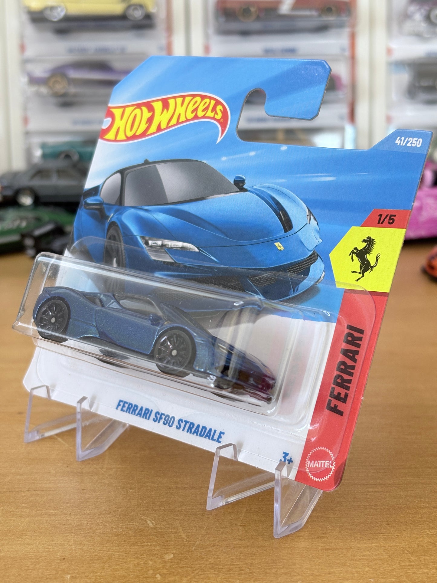 Hot Wheels Mainline / Ferrari SF90 Stredale / 2026 Ferrari 1/5 GREY Short Card BLUE