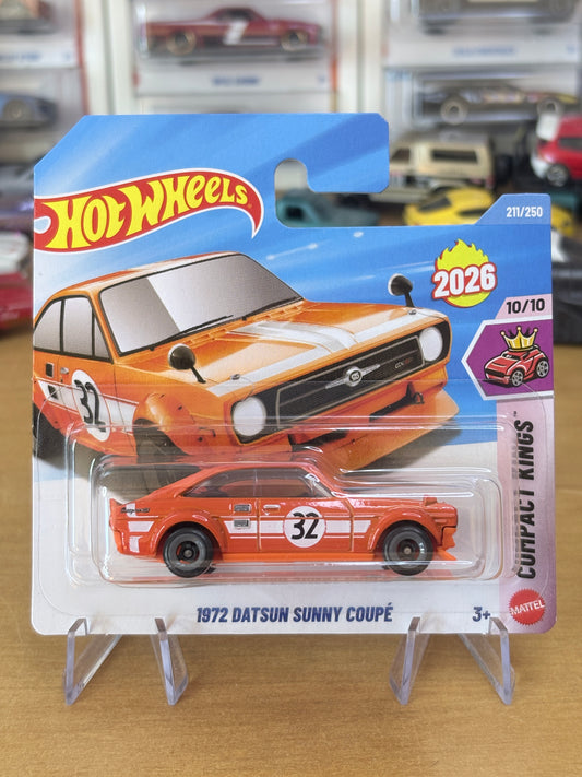 Hot Wheels 1972 Datsun Sunny Coupe | 2026 Compact Kings 10/10 Mainline Short Card