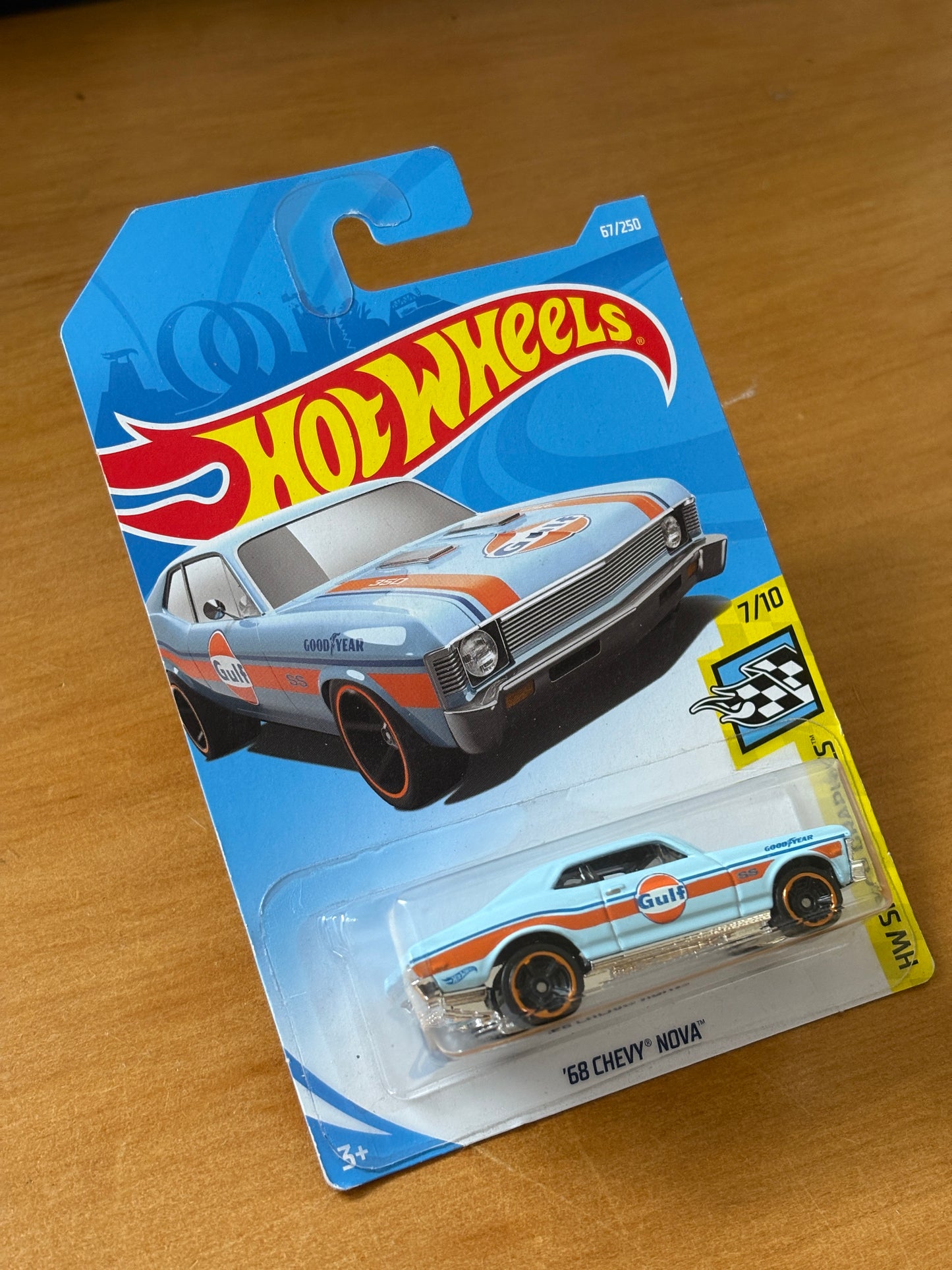 Hot Wheels Mainline / '68 Chevy Nova - Gulf / 2017 HW Speed Graphics 7/10