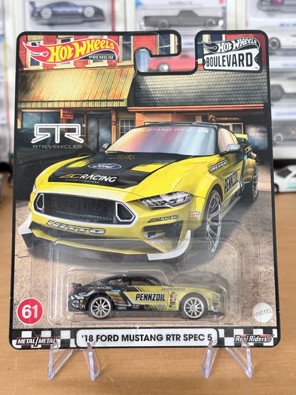 Hot Wheels Custom '18 Ford Mustang RTR Spec 5 Boulevard #61 Premium Diecast