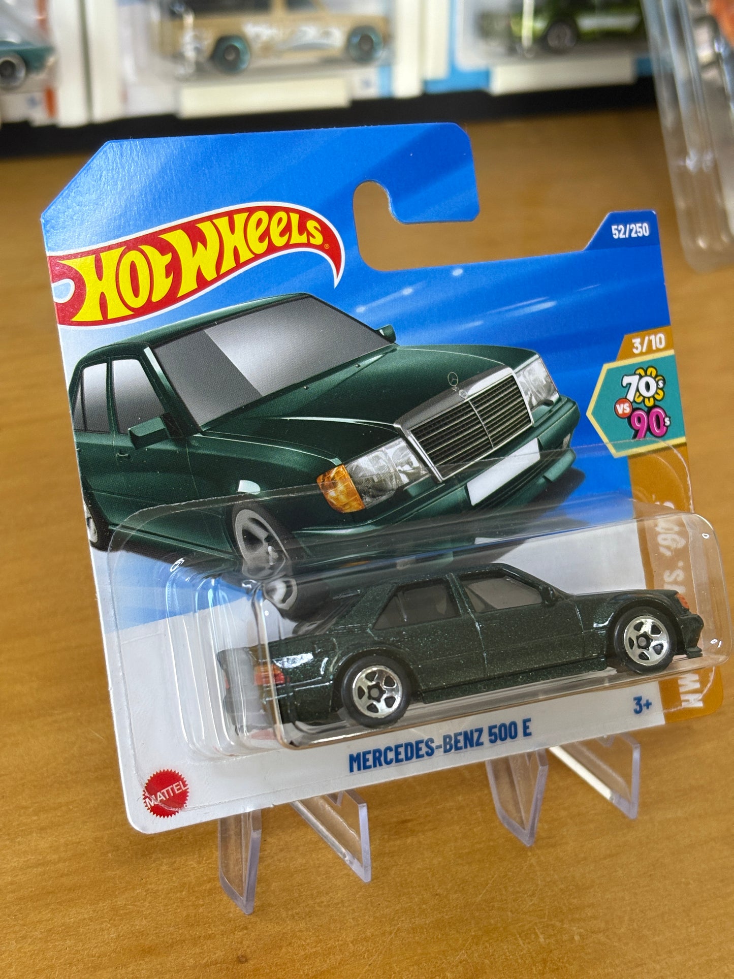 Hot Wheels Mainline / Mercedes-Benz 500 E / 2025 HW: 70's vs. 90's 3/10 Short Card