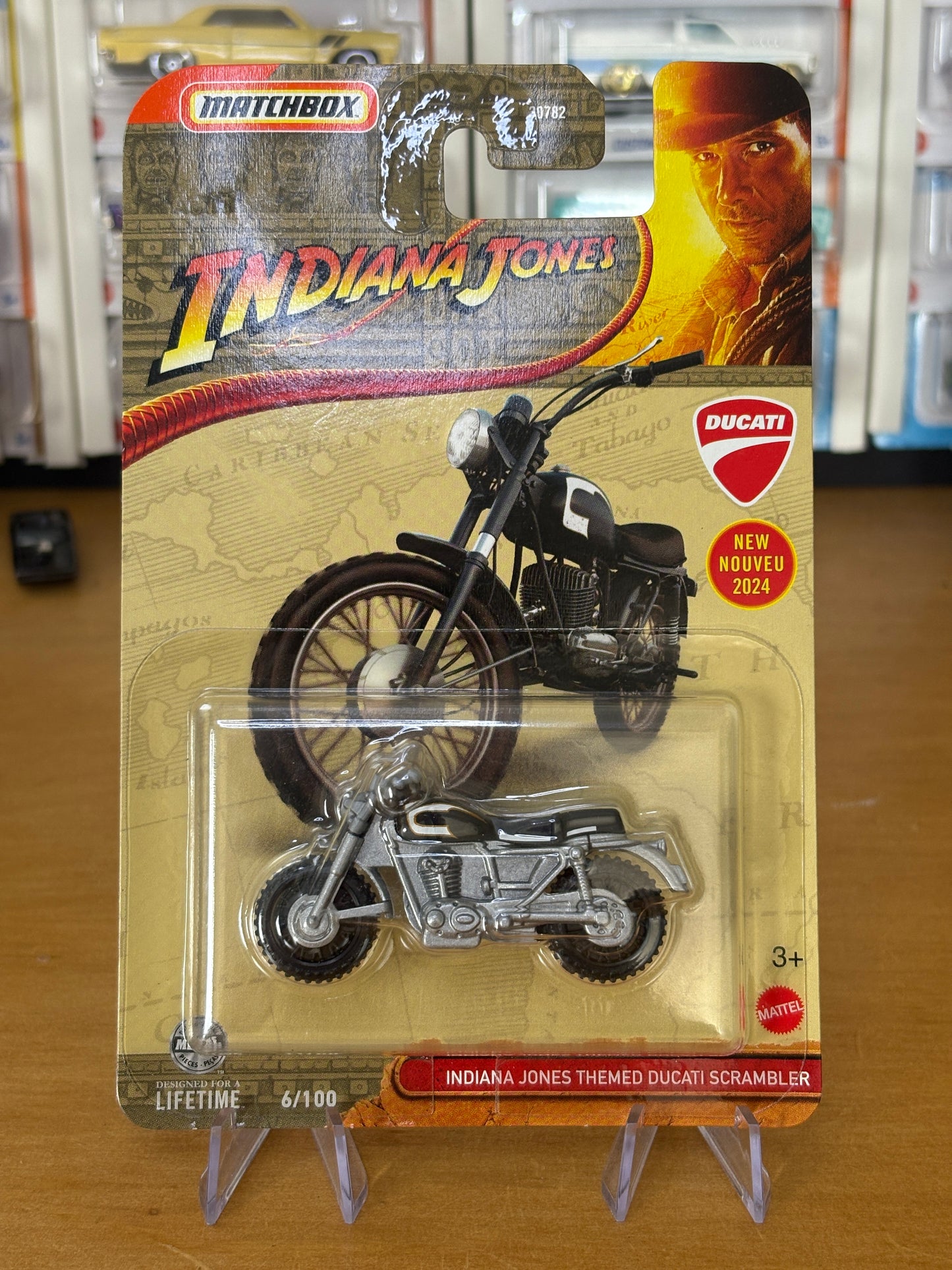 Matchbox Mainline / Ducati Scrambler Indiana Jones Themed / New for 2024 6/100