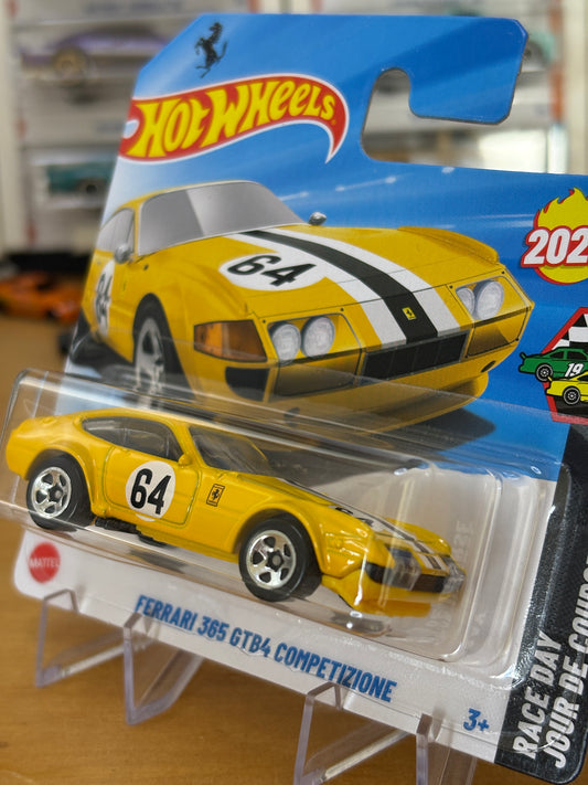 Hot Wheels Mainline / Ferrari 365 GTB4 Competizione / 2025 Race Day 10/10 YELLOW Short Card