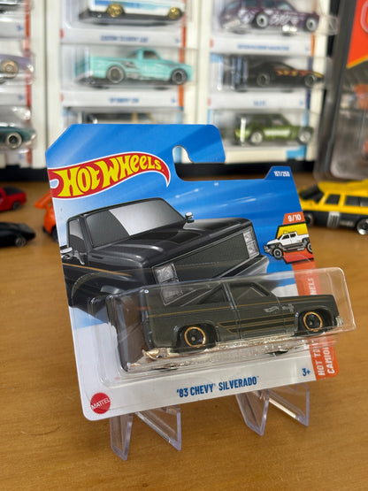 Hot Wheels Mainline / '83 Chevy Silverado / 2025 HW Hot Trucks 9/10 BLACK Short Card