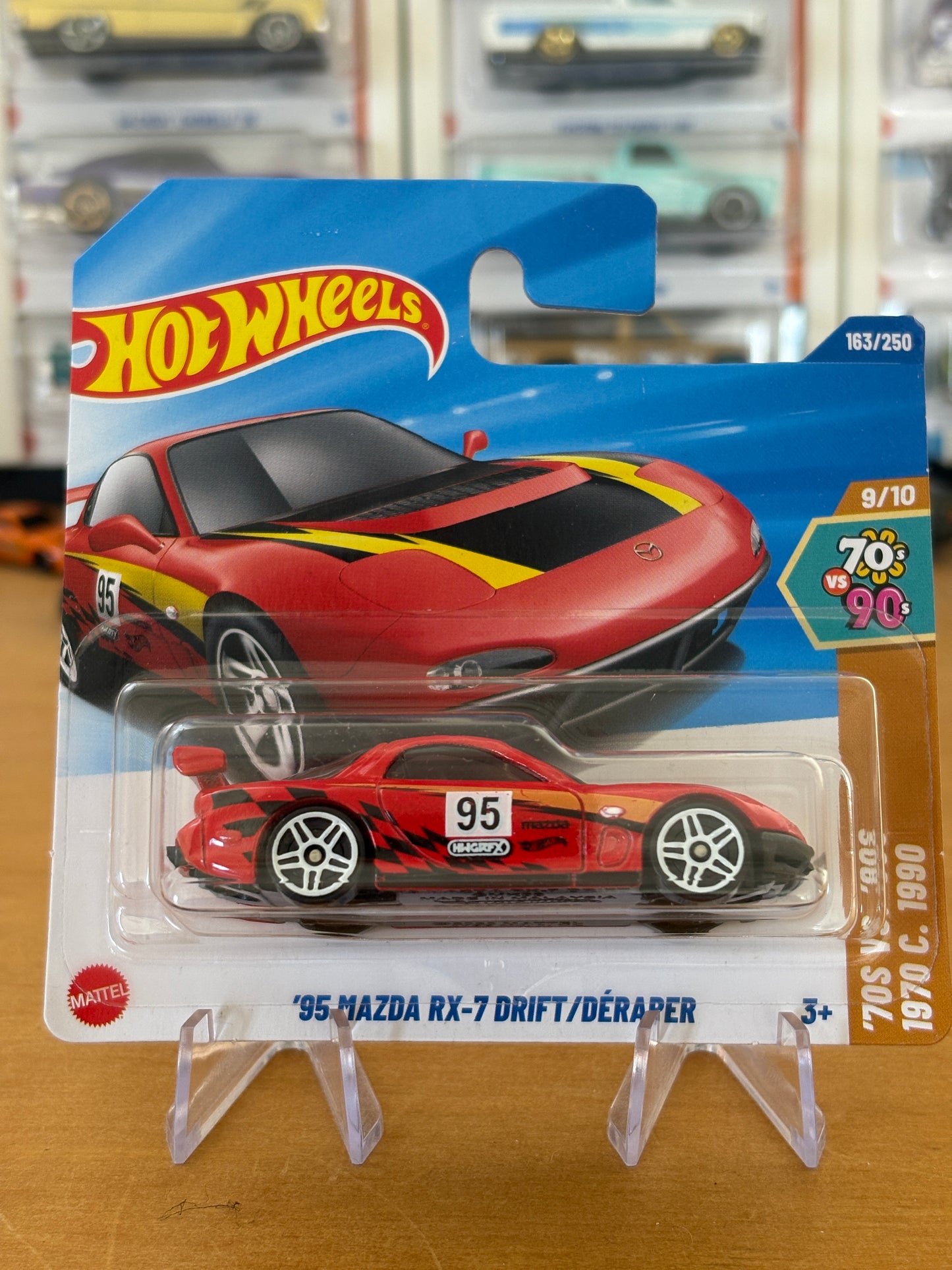 Hot Wheels Mainline / '95 Mazda RX-7 Drift / 2025 HW: 70's vs. 90's 9/10 RED Short Card