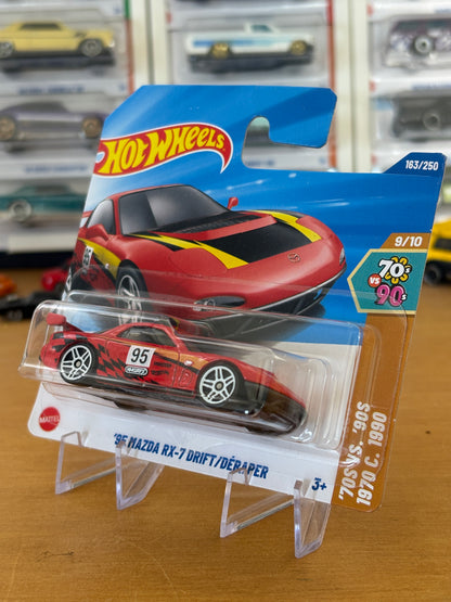 Hot Wheels Mainline / '95 Mazda RX-7 Drift / 2025 HW: 70's vs. 90's 9/10 RED Short Card