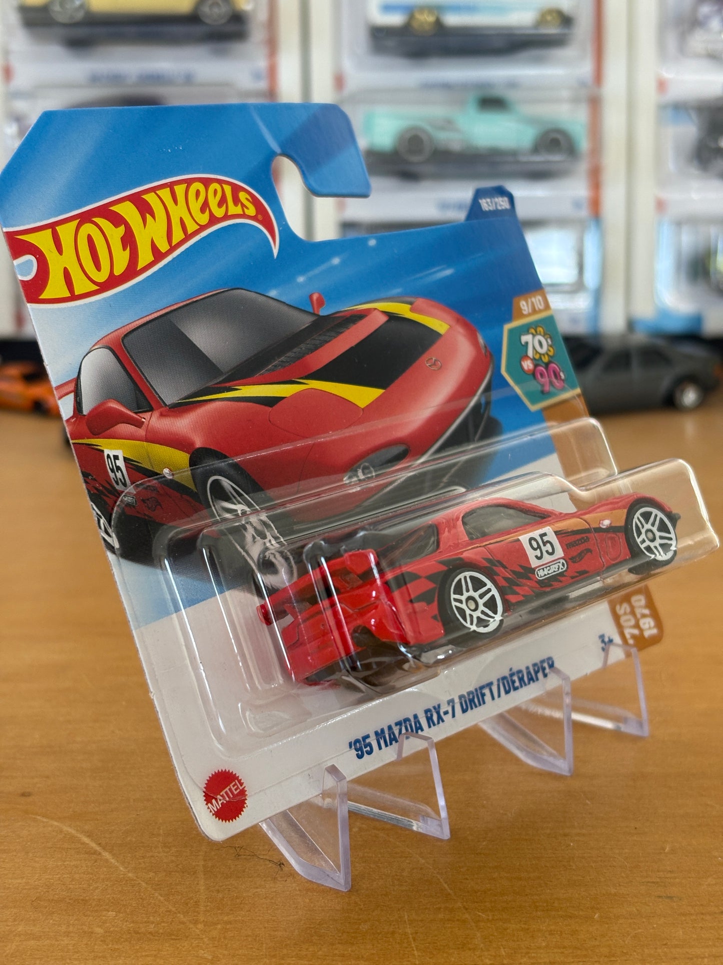 Hot Wheels Mainline / '95 Mazda RX-7 Drift / 2025 HW: 70's vs. 90's 9/10 RED Short Card