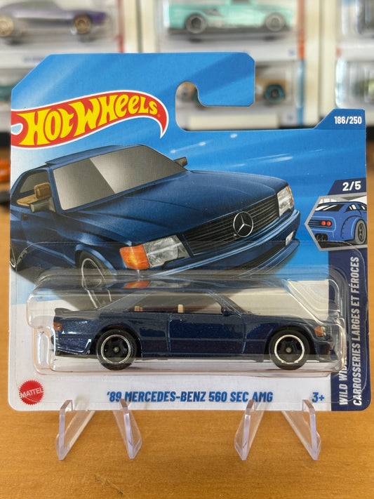 Hot Wheels Mainline / '89 Mercedes-Benz 560 SEC AMG / 2025 Wild Widebody 2/5 Short Card BLUE