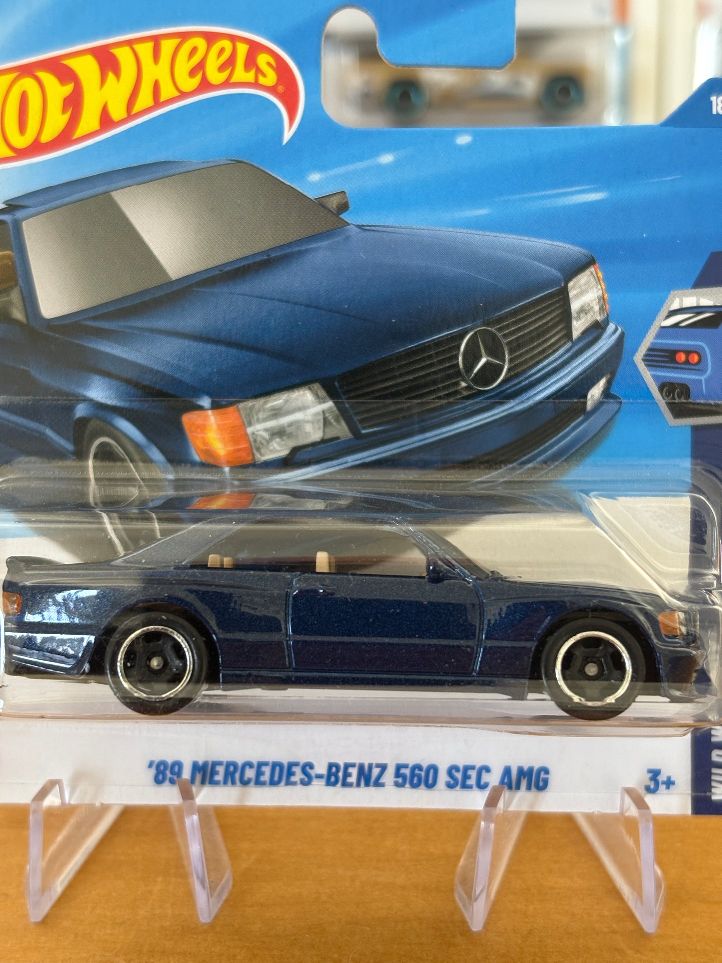 Hot Wheels Mainline / '89 Mercedes-Benz 560 SEC AMG / 2025 Wild Widebody 2/5 Short Card BLUE