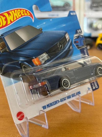 Hot Wheels Mainline / '89 Mercedes-Benz 560 SEC AMG / 2025 Wild Widebody 2/5 Short Card BLUE