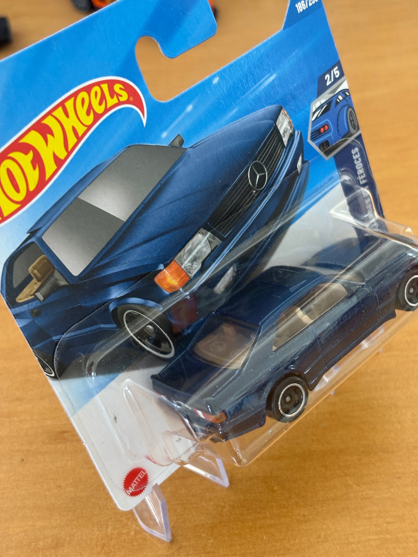 Hot Wheels Mainline / '89 Mercedes-Benz 560 SEC AMG / 2025 Wild Widebody 2/5 Short Card BLUE